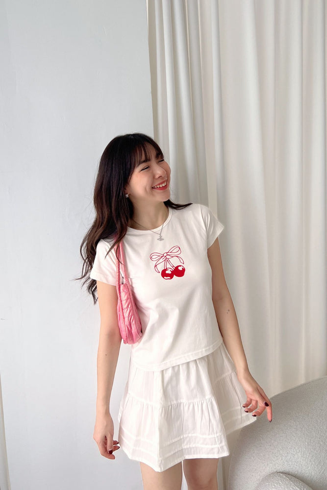 Cherry Tee in White