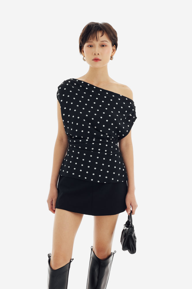 Cadence Top in Black Polkadot