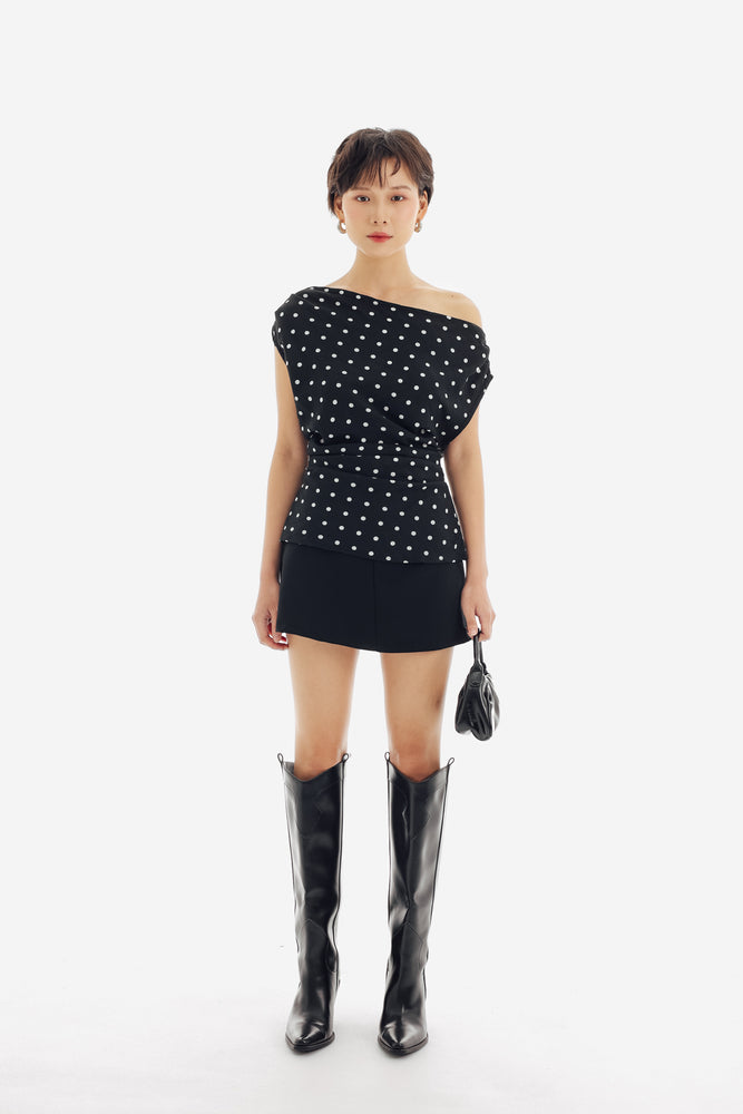 Cadence Top in Black Polkadot