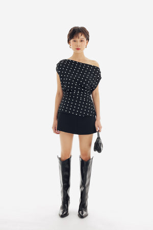 Cadence Top in Black Polkadot