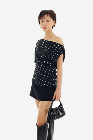 Cadence Top in Black Polkadot