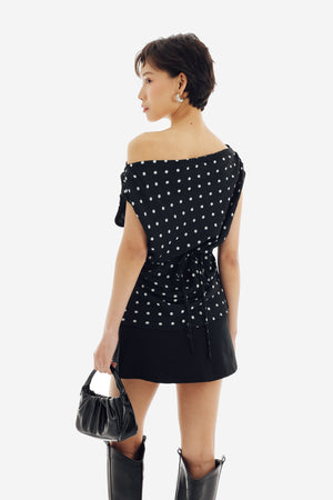 Cadence Top in Black Polkadot