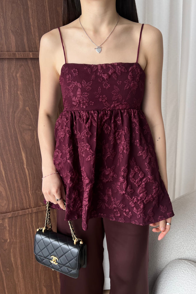 Bebe Top in Wine Red