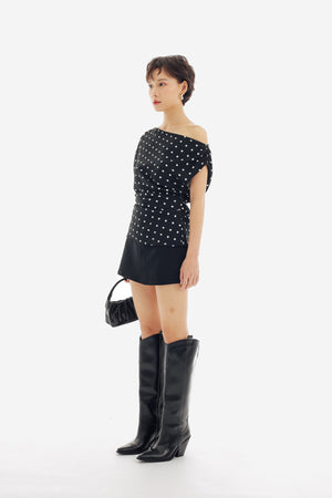 Cadence Top in Black Polkadot