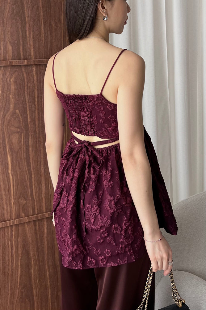 Bebe Top in Wine Red