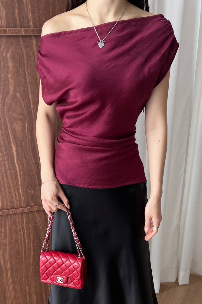 Cadence Top in Wine Red