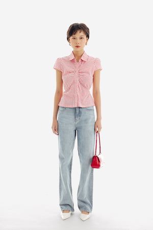 Bree Top in Checkered Red