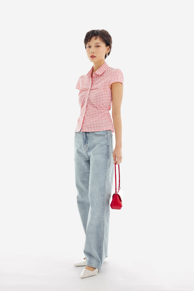 Bree Top in Checkered Red