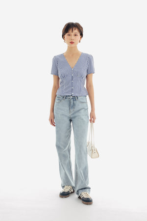 Willow Top in Checkered Blue