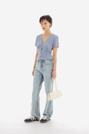 Willow Top in Checkered Blue