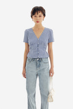 Willow Top in Checkered Blue
