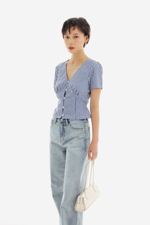 Willow Top in Checkered Blue