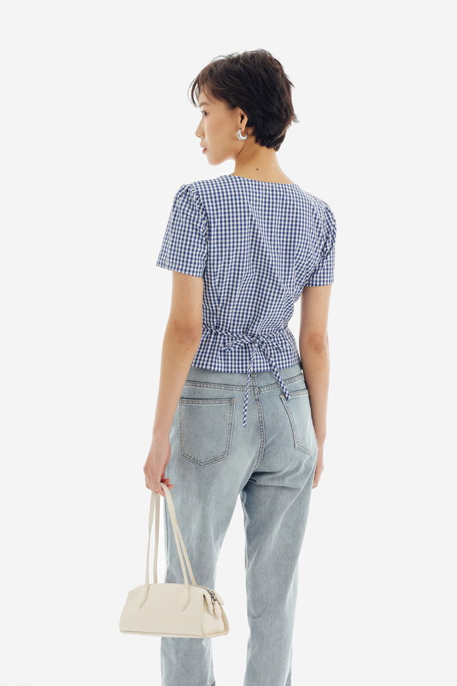 Willow Top in Checkered Blue