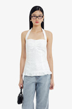 Cabana Top in White Polkadot