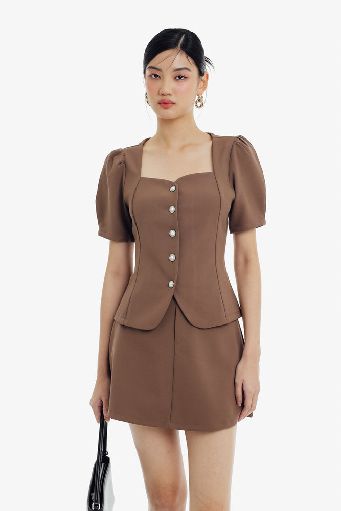 Haein Top Sleeves In Brown