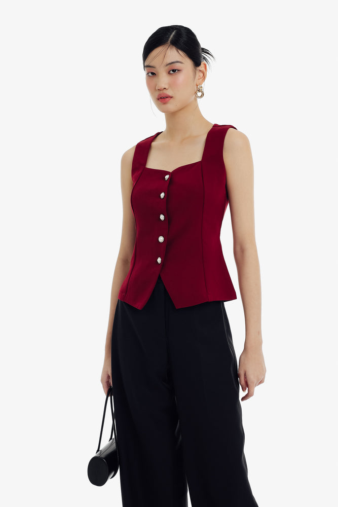 Haein Top in Maroon