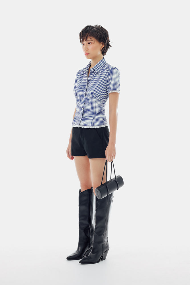 Ruby Top in Checkered Blue