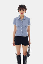 Ruby Top in Checkered Blue