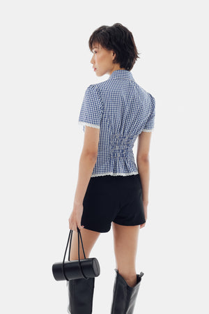 Ruby Top in Checkered Blue