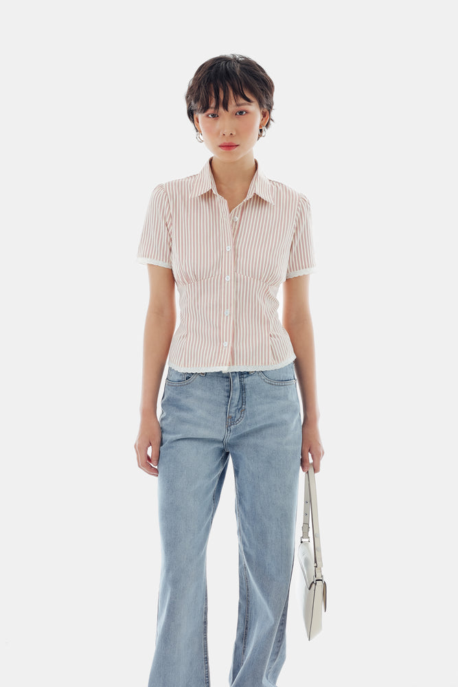 Ruby Top in Stripe Cream