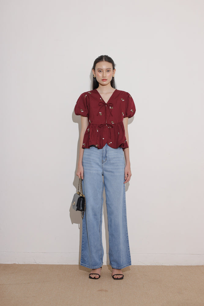 Joana Top in Maroon