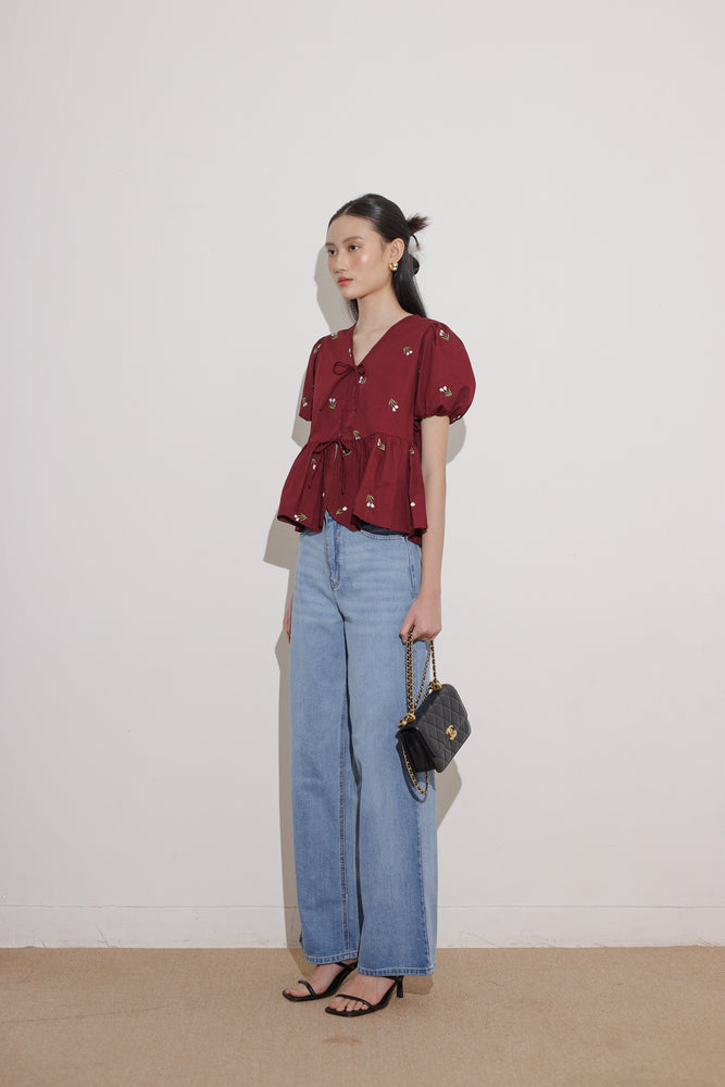 Joana Top in Maroon