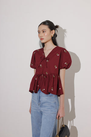 Joana Top in Maroon