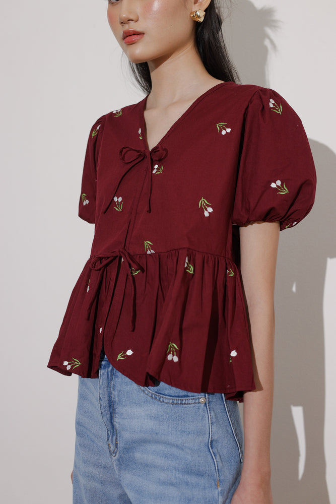 Joana Top in Maroon