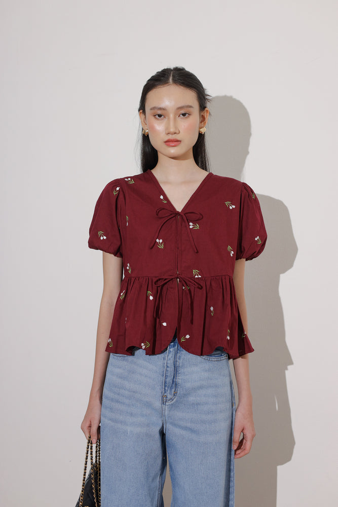 Joana Top in Maroon