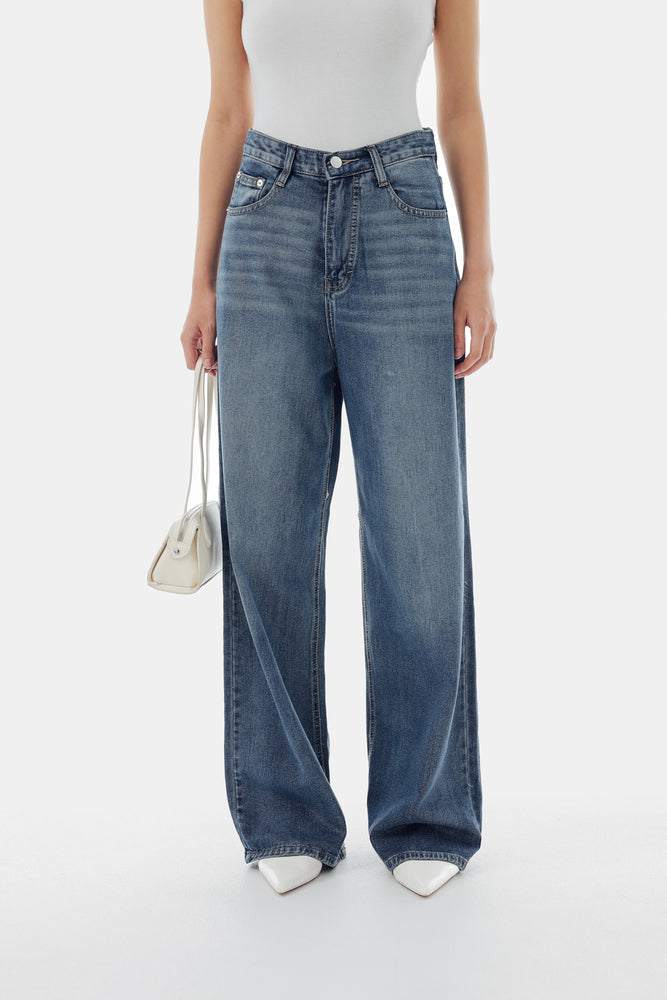 Beck Baggy Jeans in Mid Denim