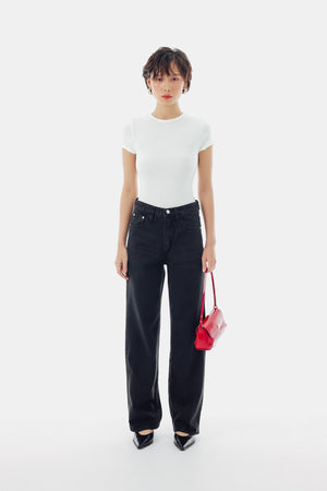 June Straight Jeans in Washed Black
