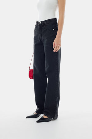 June Straight Jeans in Washed Black