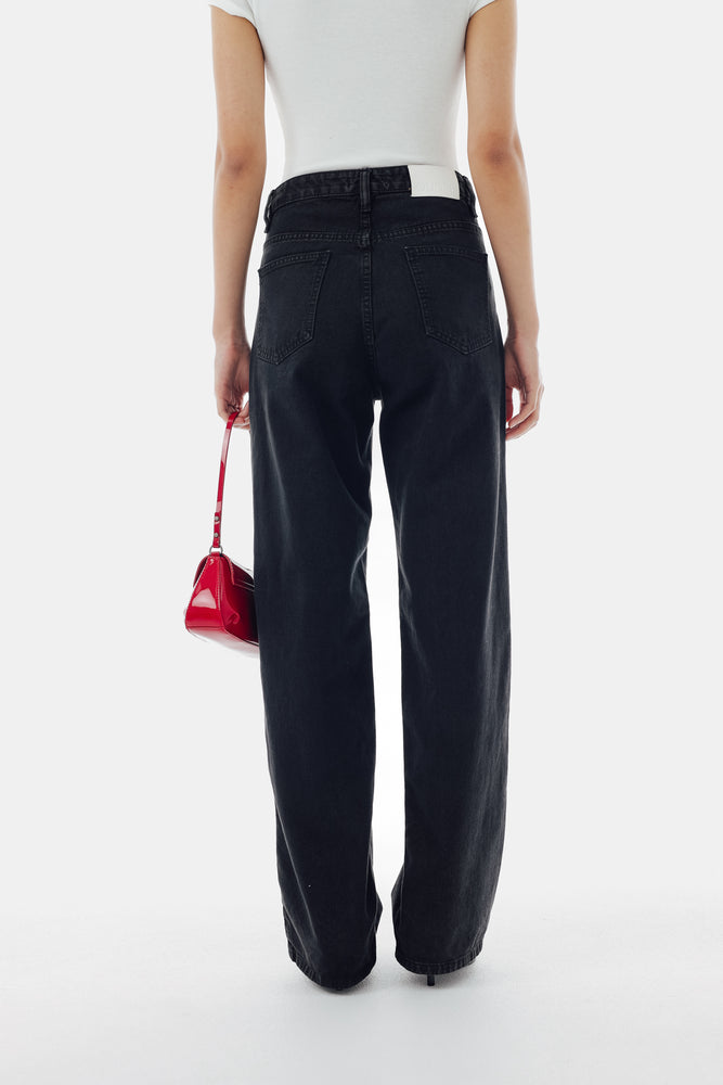 June Straight Jeans in Washed Black