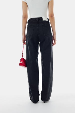 June Straight Jeans in Washed Black