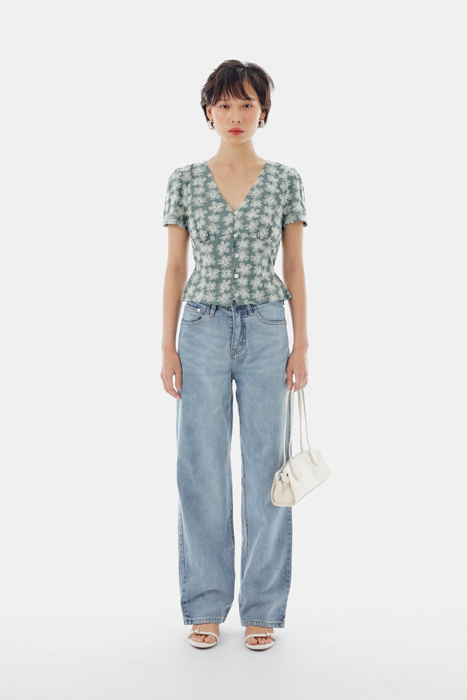 Willow Top in Floral Green