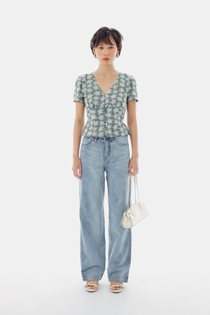 Willow Top in Floral Green