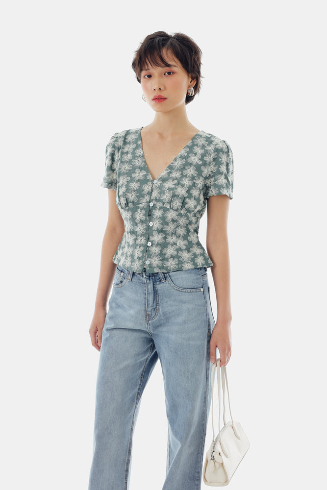 Willow Top in Floral Green