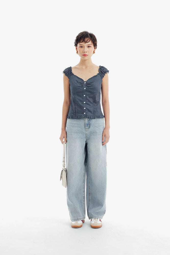 Haze Top in Navy Polkadot