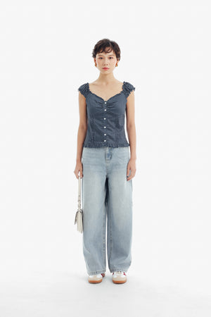 Haze Top in Navy Polkadot