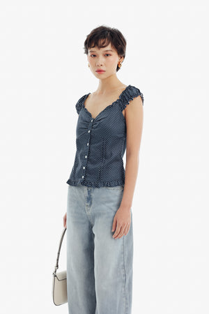 Haze Top in Navy Polkadot