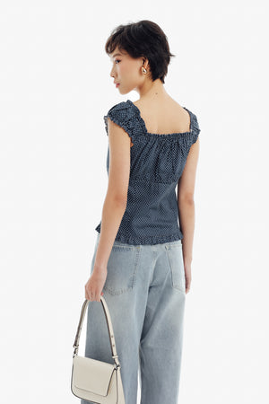 Haze Top in Navy Polkadot