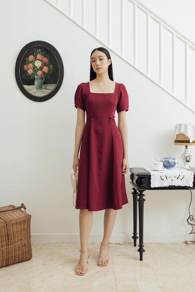 Suan Dress Sleeve Maroon