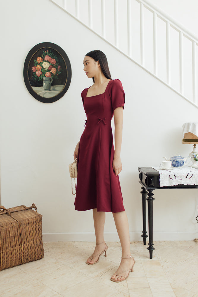 Suan Dress Sleeve Maroon