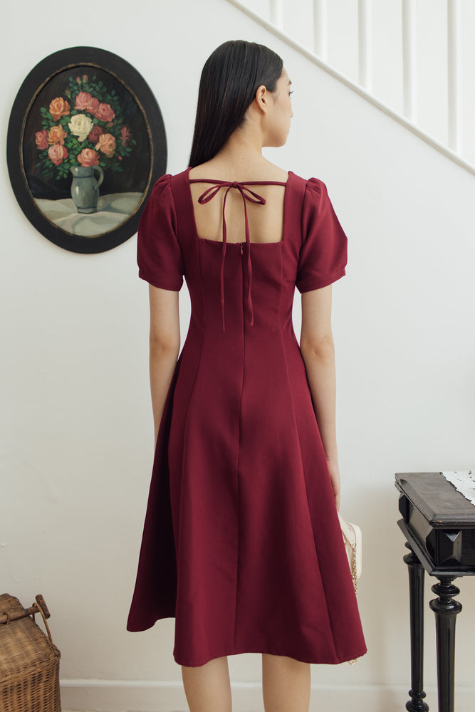 Suan Dress Sleeve Maroon