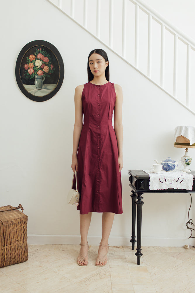 Tessa Dress in Maroon