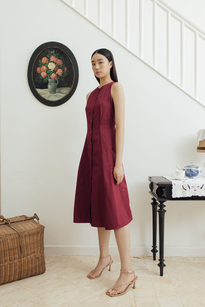 Tessa Dress in Maroon