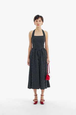 Odette Dress in Black Polkadot