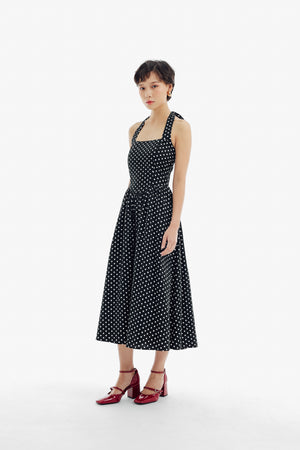 Odette Dress in Black Polkadot