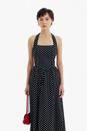 Odette Dress in Black Polkadot