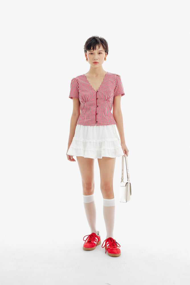 Willow Top in Checkered Red
